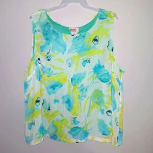 R & K women's tank top size 28 W green and blue